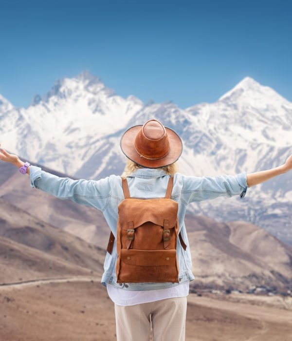 Travel and active life concept. Adventure and travel in the mountains region.